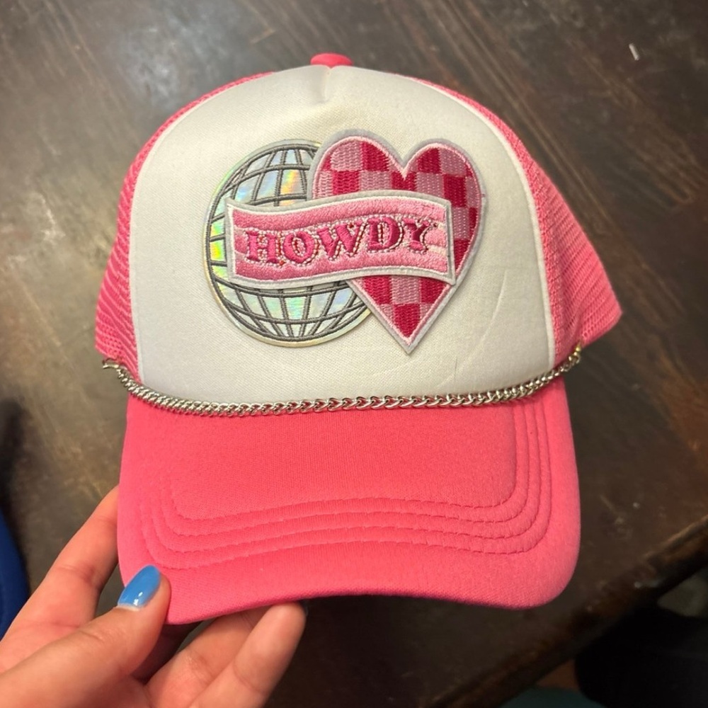 ❤️ Pink Blue Green White Howdy Trucker Hat